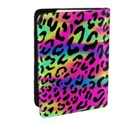 Wykjtwo Motif géométrique Abstrait néon Lumineux, Porte-Passeport Portefeuille de Voyage en Cuir PU Étui pour Passeport Couvre-Passeport 6,5 po