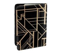 Wykjtwo Motif Géométrique De Style Art Déco Deux Côtés, Porte-Passeport Portefeuille de Voyage en Cuir PU Étui pour Passeport Couvre-Passeport 6,5 po