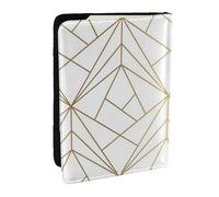 Wykjtwo Motif géométrique doré avec Reflets Blancs, Porte-Passeport Portefeuille de Voyage en Cuir PU Étui pour Passeport Couvre-Passeport 6,5 po