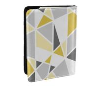 Wykjtwo Motif Géométrique en Jaune Et Gris, Porte-Passeport Portefeuille de Voyage en Cuir PU Étui pour Passeport Couvre-Passeport 6,5 po