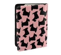 Wykjtwo Motif Terrier écossais Rose Noir, Porte-Passeport Portefeuille de Voyage en Cuir PU Étui pour Passeport Couvre-Passeport 6,5 po