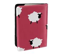 Wykjtwo Mouton Mignon Dessin animé Mouton Blanc Rouge imprimé, Porte-Passeport Portefeuille de Voyage en Cuir PU Étui pour Passeport Couvre-Passeport 6,5 po