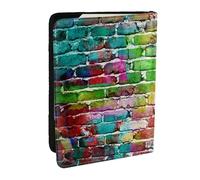 Wykjtwo Mur de Briques colorées, Porte-Passeport Portefeuille de Voyage en Cuir PU Étui pour Passeport Couvre-Passeport 6,5 po