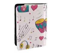 Wykjtwo Music Records Blues Music est Le thème de ma Vie, Porte-Passeport Portefeuille de Voyage en Cuir PU Étui pour Passeport Couvre-Passeport 6,5 po