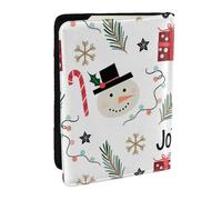 Wykjtwo Noël avec Bonhomme de Neige, Porte-Passeport Portefeuille de Voyage en Cuir PU Étui pour Passeport Couvre-Passeport 6,5 po