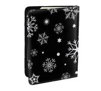 Wykjtwo Noël Flocon de Neige Noir Hiver, Porte-Passeport Portefeuille de Voyage en Cuir PU Étui pour Passeport Couvre-Passeport 6,5 po
