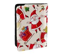 Wykjtwo Noël Père Noël Noël, Porte-Passeport Portefeuille de Voyage en Cuir PU Étui pour Passeport Couvre-Passeport 6,5 po