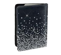 Wykjtwo Noir Argent Paillettes Diamant Scintillant, Porte-Passeport Portefeuille de Voyage en Cuir PU Étui pour Passeport Couvre-Passeport 6,5 po