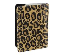 Wykjtwo Noir Léopard Jaune, Porte-Passeport Portefeuille de Voyage en Cuir PU Étui pour Passeport Couvre-Passeport 6,5 po