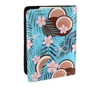 Wykjtwo Noix De Coco Tropicale sur Bleu, Porte-Passeport Portefeuille de Voyage en Cuir PU Étui pour Passeport Couvre-Passeport 6,5 po