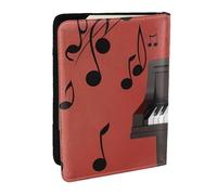 Wykjtwo Note de Musique Piano imprimé, Porte-Passeport Portefeuille de Voyage en Cuir PU Étui pour Passeport Couvre-Passeport 6,5 po