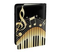 Wykjtwo Note de Musique Piano imprimé, Porte-Passeport Portefeuille de Voyage en Cuir PU Étui pour Passeport Couvre-Passeport 6,5 po