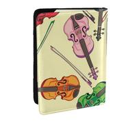 Wykjtwo Note de Musique pour Violon, Porte-Passeport Portefeuille de Voyage en Cuir PU Étui pour Passeport Couvre-Passeport 6,5 po