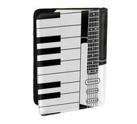Wykjtwo Notes de Guitare et de portée, Porte-Passeport Portefeuille de Voyage en Cuir PU Étui pour Passeport Couvre-Passeport 6,5 po