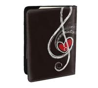 Wykjtwo Notes de Musique d'amour, Porte-Passeport Portefeuille de Voyage en Cuir PU Étui pour Passeport Couvre-Passeport 6,5 po