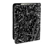 Wykjtwo Notes de Musique Noir, Porte-Passeport Portefeuille de Voyage en Cuir PU Étui pour Passeport Couvre-Passeport 6,5 po