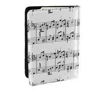 Wykjtwo Notes de Musique sur la Clef, Porte-Passeport Portefeuille de Voyage en Cuir PU Étui pour Passeport Couvre-Passeport 6,5 po