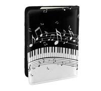 Wykjtwo Notes de Musique Volantes Touches de Piano Musical, Porte-Passeport Portefeuille de Voyage en Cuir PU Étui pour Passeport Couvre-Passeport 6,5 po
