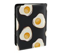 Wykjtwo Nourriture Oeufs Au Plat Noir, Porte-Passeport Portefeuille de Voyage en Cuir PU Étui pour Passeport Couvre-Passeport 6,5 po