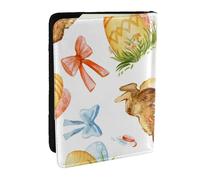Wykjtwo Oeuf De Lapin De Pâques Aquarelle, Porte-Passeport Portefeuille de Voyage en Cuir PU Étui pour Passeport Couvre-Passeport 6,5 po