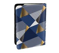 Wykjtwo Or Et Bleu Luxe sans Soudure, Porte-Passeport Portefeuille de Voyage en Cuir PU Étui pour Passeport Couvre-Passeport 6,5 po