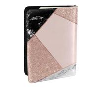 Wykjtwo Or Rose Paillettes Noir Blanc Marbre Géométrique, Porte-Passeport Portefeuille de Voyage en Cuir PU Étui pour Passeport Couvre-Passeport 6,5 po