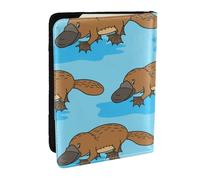 Wykjtwo Ornithorynque drôle Australien, Porte-Passeport Portefeuille de Voyage en Cuir PU Étui pour Passeport Couvre-Passeport 6,5 po