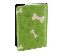 Wykjtwo Os de Patte de Chien Vert, Porte-Passeport Portefeuille de Voyage en Cuir PU Étui pour Passeport Couvre-Passeport 6,5 po