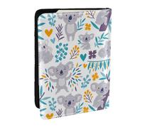 Wykjtwo Ours Koala Mignons et Fleurs, Porte-Passeport Portefeuille de Voyage en Cuir PU Étui pour Passeport Couvre-Passeport 6,5 po