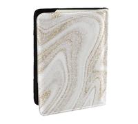 Wykjtwo Paillettes d'or en marbre Blanc, Porte-Passeport Portefeuille de Voyage en Cuir PU Étui pour Passeport Couvre-Passeport 6,5 po