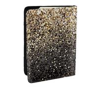 Wykjtwo Paillettes dorées Points dorés Noirs, Porte-Passeport Portefeuille de Voyage en Cuir PU Étui pour Passeport Couvre-Passeport 6,5 po