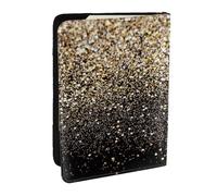 Wykjtwo Paillettes Scintillantes dorées, Porte-Passeport Portefeuille de Voyage en Cuir PU Étui pour Passeport Couvre-Passeport 6,5 po