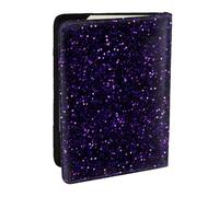 Wykjtwo Paillettes Violet améthyste foncé, Porte-Passeport Portefeuille de Voyage en Cuir PU Étui pour Passeport Couvre-Passeport 6,5 po
