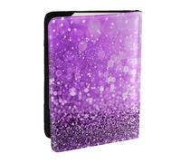 Wykjtwo Paillettes Violettes Scintillantes, Porte-Passeport Portefeuille de Voyage en Cuir PU Étui pour Passeport Couvre-Passeport 6,5 po