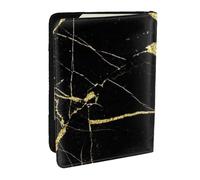 Wykjtwo Papier Peint Noir doré imprimé, Porte-Passeport Portefeuille de Voyage en Cuir PU Étui pour Passeport Couvre-Passeport 6,5 po