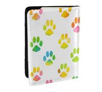 Wykjtwo Patte de Chien Aquarelle, Porte-Passeport Portefeuille de Voyage en Cuir PU Étui pour Passeport Couvre-Passeport 6,5 po
