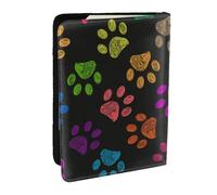 Wykjtwo Patte de Chien colorée Arc-en-Ciel Animal de Compagnie Mignon, Porte-Passeport Portefeuille de Voyage en Cuir PU Étui pour Passeport Couvre-Passeport 6,5 po