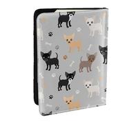 Wykjtwo Pattes et os de Chihuahua, Porte-Passeport Portefeuille de Voyage en Cuir PU Étui pour Passeport Couvre-Passeport 6,5 po