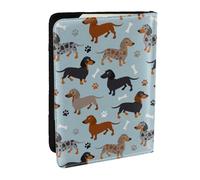 Wykjtwo Pattes et os de Teckel Bleu, Porte-Passeport Portefeuille de Voyage en Cuir PU Étui pour Passeport Couvre-Passeport 6,5 po