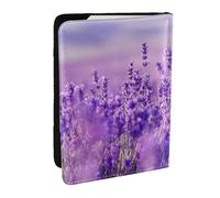 Wykjtwo Paysage De Paysage Violet Fleur De Lavande, Porte-Passeport Portefeuille de Voyage en Cuir PU Étui pour Passeport Couvre-Passeport 6,5 po