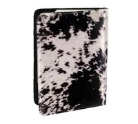 Wykjtwo Peau de Vache Noir Blanc Vache, Porte-Passeport Portefeuille de Voyage en Cuir PU Étui pour Passeport Couvre-Passeport 6,5 po