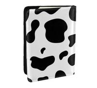 Wykjtwo Peau de Vache Noire et Blanche, Porte-Passeport Portefeuille de Voyage en Cuir PU Étui pour Passeport Couvre-Passeport 6,5 po