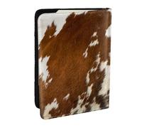 Wykjtwo Peau De Vache Rouge Et Blanche, Porte-Passeport Portefeuille de Voyage en Cuir PU Étui pour Passeport Couvre-Passeport 6,5 po