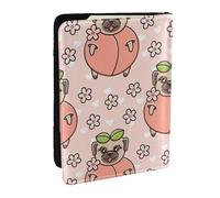 Wykjtwo Pêche de Chien Rose, Porte-Passeport Portefeuille de Voyage en Cuir PU Étui pour Passeport Couvre-Passeport 6,5 po
