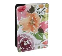 Wykjtwo Pêche Pivoine, Porte-Passeport Portefeuille de Voyage en Cuir PU Étui pour Passeport Couvre-Passeport 6,5 po