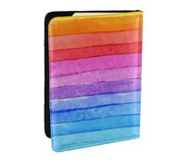 Wykjtwo Peinture Aquarelle Couleurs Vives Illustration Au Trait, Porte-Passeport Portefeuille de Voyage en Cuir PU Étui pour Passeport Couvre-Passeport 6,5 po