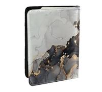 Wykjtwo Peinture d'art Noir et Or, Porte-Passeport Portefeuille de Voyage en Cuir PU Étui pour Passeport Couvre-Passeport 6,5 po