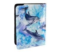 Wykjtwo Peinture Dauphin, Porte-Passeport Portefeuille de Voyage en Cuir PU Étui pour Passeport Couvre-Passeport 6,5 po