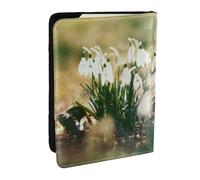 Wykjtwo Perce-Neige de Printemps Sauvage, Porte-Passeport Portefeuille de Voyage en Cuir PU Étui pour Passeport Couvre-Passeport 6,5 po