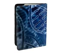 Wykjtwo Photo de chaîne d’ADN imprimée, Porte-Passeport Portefeuille de Voyage en Cuir PU Étui pour Passeport Couvre-Passeport 6,5 po